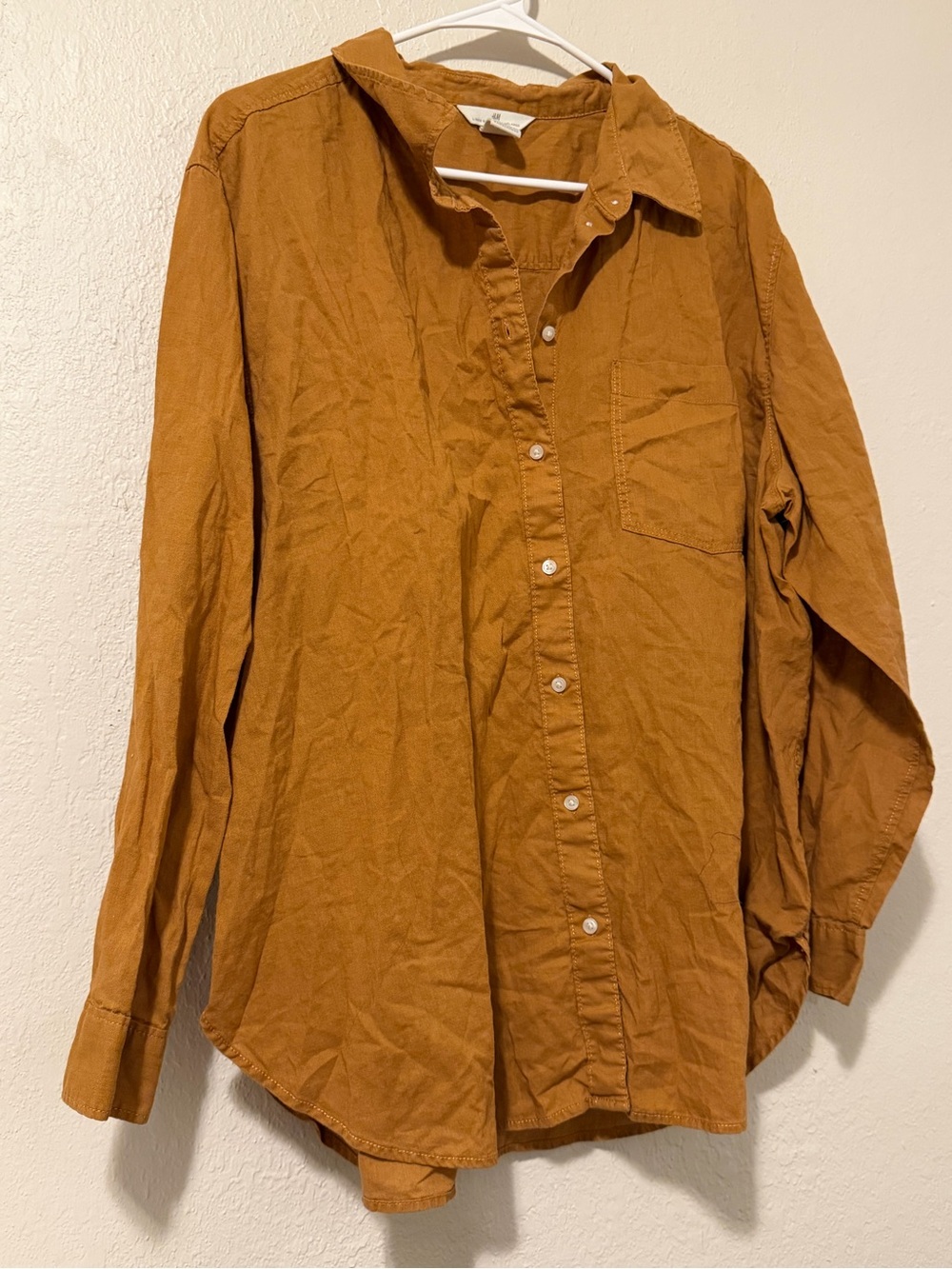 H&M Men's Button-Down Shirt in Rust Orange